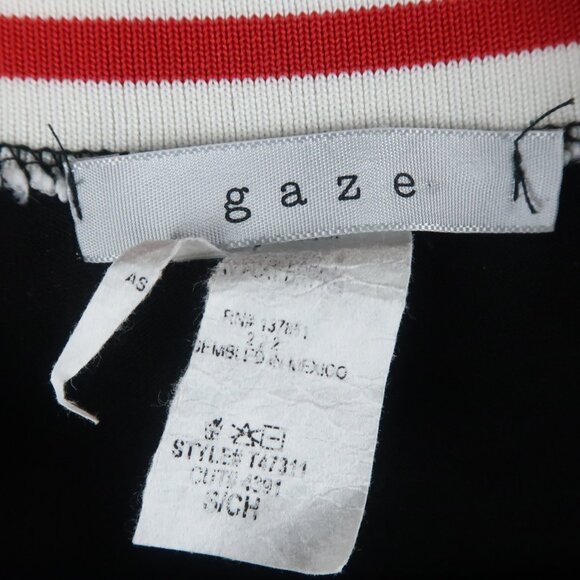 GAZE BLACK WHITE & RED FRENCH BULLDOG PRINT SHORT SLEEVE CROP TOP SIZE SMALL - Picture 2 of 5